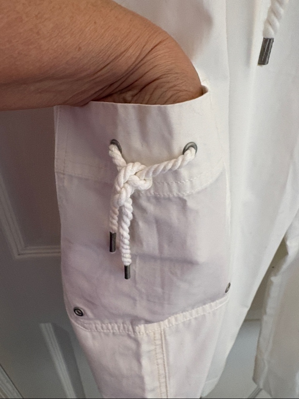 Lauren by Ralph Lauren White Drawstring Cargo Capris NWT size 16 rope- look belt - Picture 5 of 6